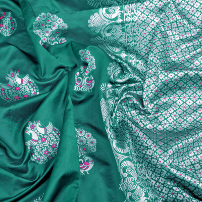 MAHADEV DESIGN Woven Banarasi Pure Silk Saree(Green)