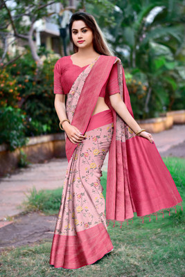 M.B.ENTERPRISE Digital Print Banarasi Tussar Silk Saree(Brown)
