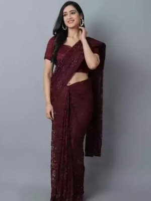 Vragi Dyed, Woven Bollywood Net Saree(Maroon)