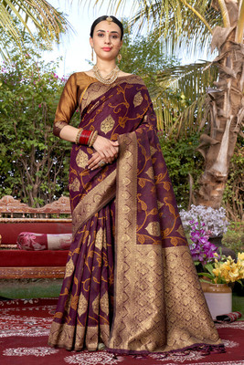 sagarika Woven Banarasi Silk Blend Saree(Maroon)