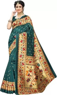Suali Printed Mysore Pure Silk Saree(Light Blue)