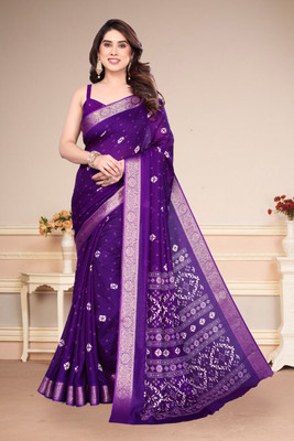 SuperLaxmi Printed Bandhani Art Silk, Silk Blend Saree(Blue)