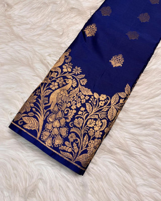 KAKADIYA Woven Kanjivaram Pure Silk Saree(Blue)