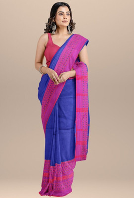 LushLooms Digital Print Handloom Cotton Blend, Jacquard Saree(Multicolor)