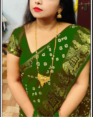 M.B.ENTERPRISE Woven Bandhani Art Silk Saree(Green)