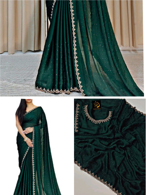 Dev Self Design, Solid/Plain Handloom Art Silk Saree(Green)