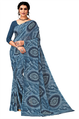 Kanooda Prints Printed Daily Wear Georgette Saree(Grey)