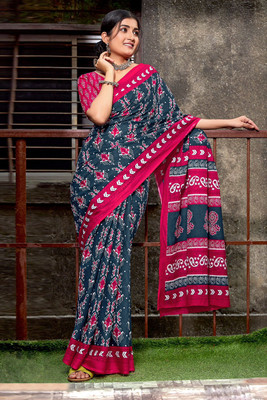 JASU CREATION Printed Handloom Pure Cotton Saree(Multicolor)