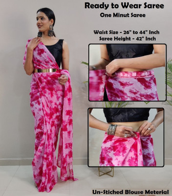 Riddhi textile Hub Printed Bollywood Georgette Saree(Pink)