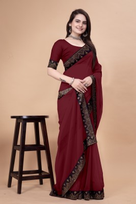 YP CREATION Self Design Banarasi Georgette Saree(Maroon)