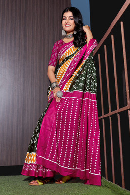 JASU CREATION Printed Handloom Pure Cotton Saree(Green)