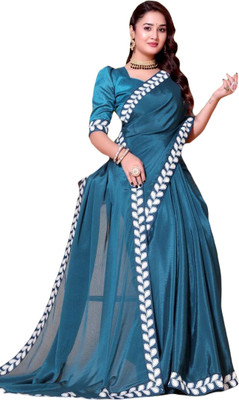 jayant creation Embroidered, Solid/Plain Bollywood Georgette Saree(Blue)