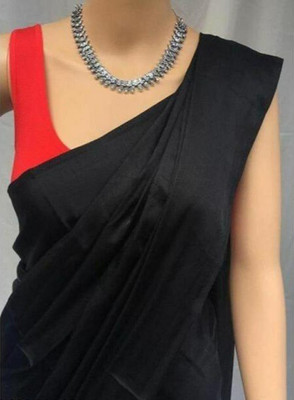 Arpita Fashion Solid/Plain Bollywood Silk Blend Saree(Black)