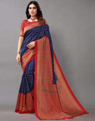 VARUTEX Printed Bollywood Art Silk Saree(Blue)