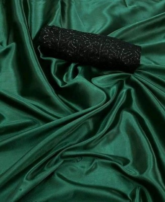 Arpita Fashion Solid/Plain, Self Design Bollywood Satin Saree(Dark Green)