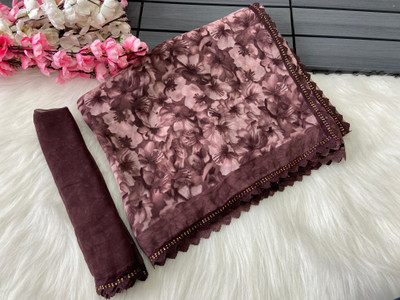 bhavika silk mills Printed Bollywood Georgette Saree(Purple)