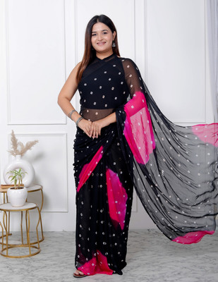 HouseOfCommon Printed, Self Design, Solid/Plain, Digital Print, Woven Daily Wear Chiffon Saree(Pink)