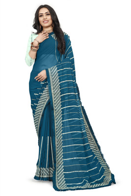 KARTAVYA INTERNATIONAL Embellished Bollywood Georgette Saree(Light Blue)