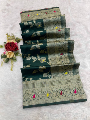 HB VENTURE Striped Banarasi Silk Blend Saree(Multicolor)