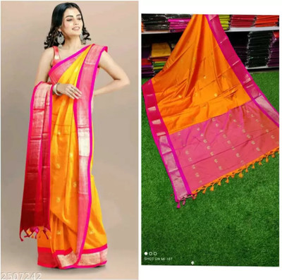 Shruti Bandhani Woven Kanjivaram Cotton Silk Saree(Multicolor)
