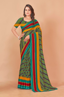 Nandita designer Printed Bandhani Chiffon Saree(Blue)