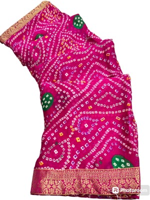 MINE CHOICE Printed Bandhani Art Silk, Chiffon Saree(Pink)