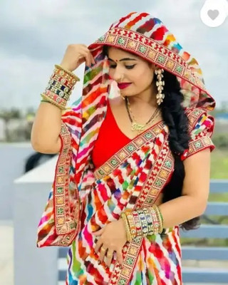 sarvagny clothing Printed Bandhani Georgette Saree(Multicolor)