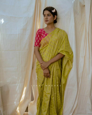 govind handloom Self Design Bollywood Jute Silk Saree(Green)