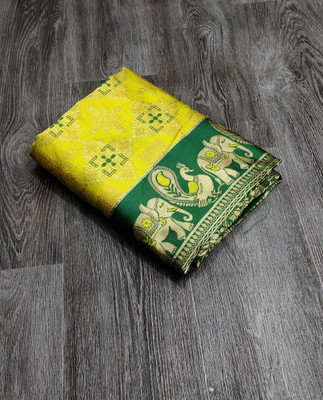 WILLMAKE Paisley Bollywood Jacquard, Art Silk Saree(Yellow, Green)