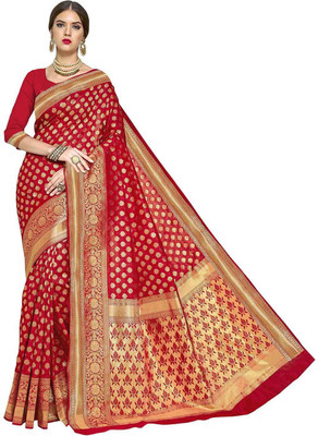 Julee Printed Banarasi Jacquard Saree(Red)