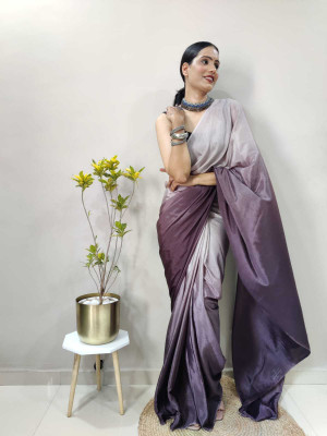 Riddhi textile Hub Dyed Bollywood Chiffon Saree(Purple, Grey)