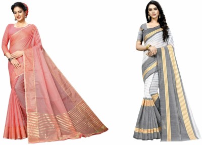 Saadhvi Solid/Plain Bollywood Art Silk Saree(Pack of 2, Multicolor)