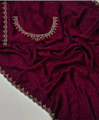 WEARSIXTY Self Design Daily Wear Chiffon Saree(Maroon)