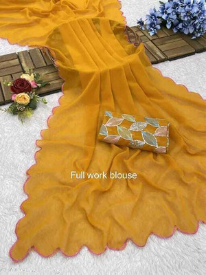supalee tex Solid/Plain Bollywood Georgette Saree(Pack of 2, Yellow)