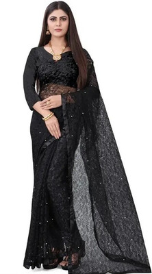 SwiftStyle Self Design Daily Wear Net Saree(Black)