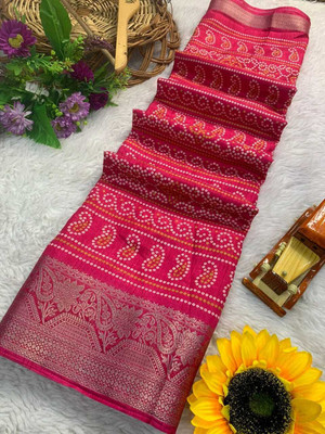 Classy Foriever Printed Bollywood Silk Blend Saree(Multicolor)