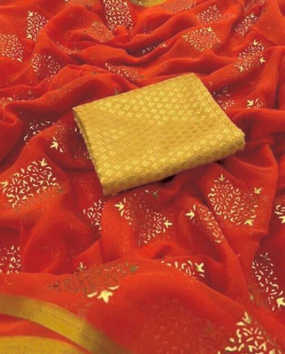 mamtasaree Printed Bollywood Net, Chiffon Saree(Orange)
