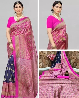 Kanooda Prints Printed Mysore Art Silk Saree(Multicolor)
