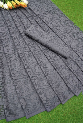 Suntex Self Design Bollywood Net Saree(Pack of 2, Grey)