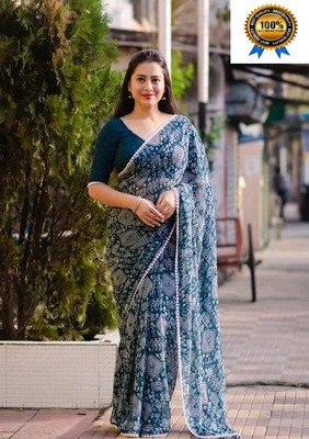 AGV Printed Bollywood Georgette Saree(Multicolor)