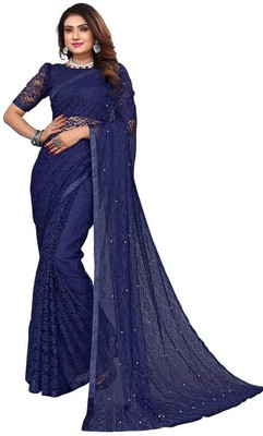 SwiftStyle Self Design, Embellished Daily Wear Net Saree(Blue)