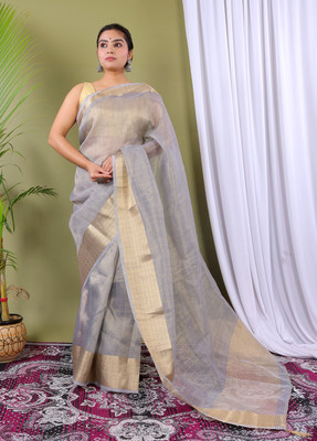 Rohit Designer Self Design Daily Wear Net Saree(Grey)
