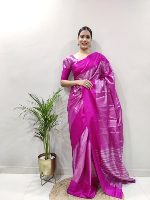 A To Z Cart Self Design Bollywood Silk Blend Saree(Pink)