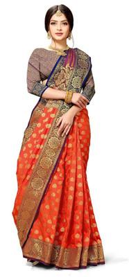 jayant creation Woven Daily Wear Jacquard, Silk Blend Saree(Magenta)