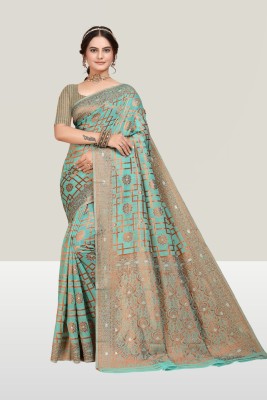 NENCY FASHION Self Design Daily Wear Linen Saree(Green)