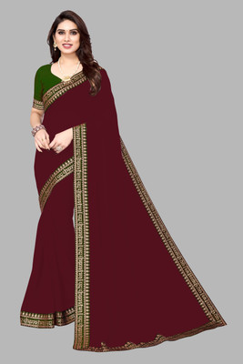 SARETRA MALL Solid/Plain Bollywood Georgette Saree(Multicolor)