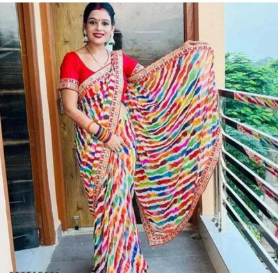 Damru trendz Self Design Daily Wear Georgette Saree(Multicolor)