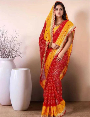 Damru trendz Digital Print Bollywood Georgette Saree(Yellow)