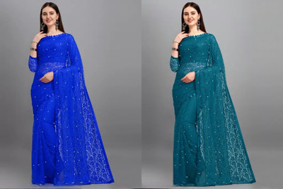 BBSCHOICE Self Design Bollywood Brasso Saree(Dark Green)