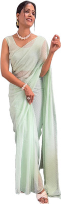 Sidhidata Solid/Plain, Color Block Daily Wear Georgette Saree(Light Green)